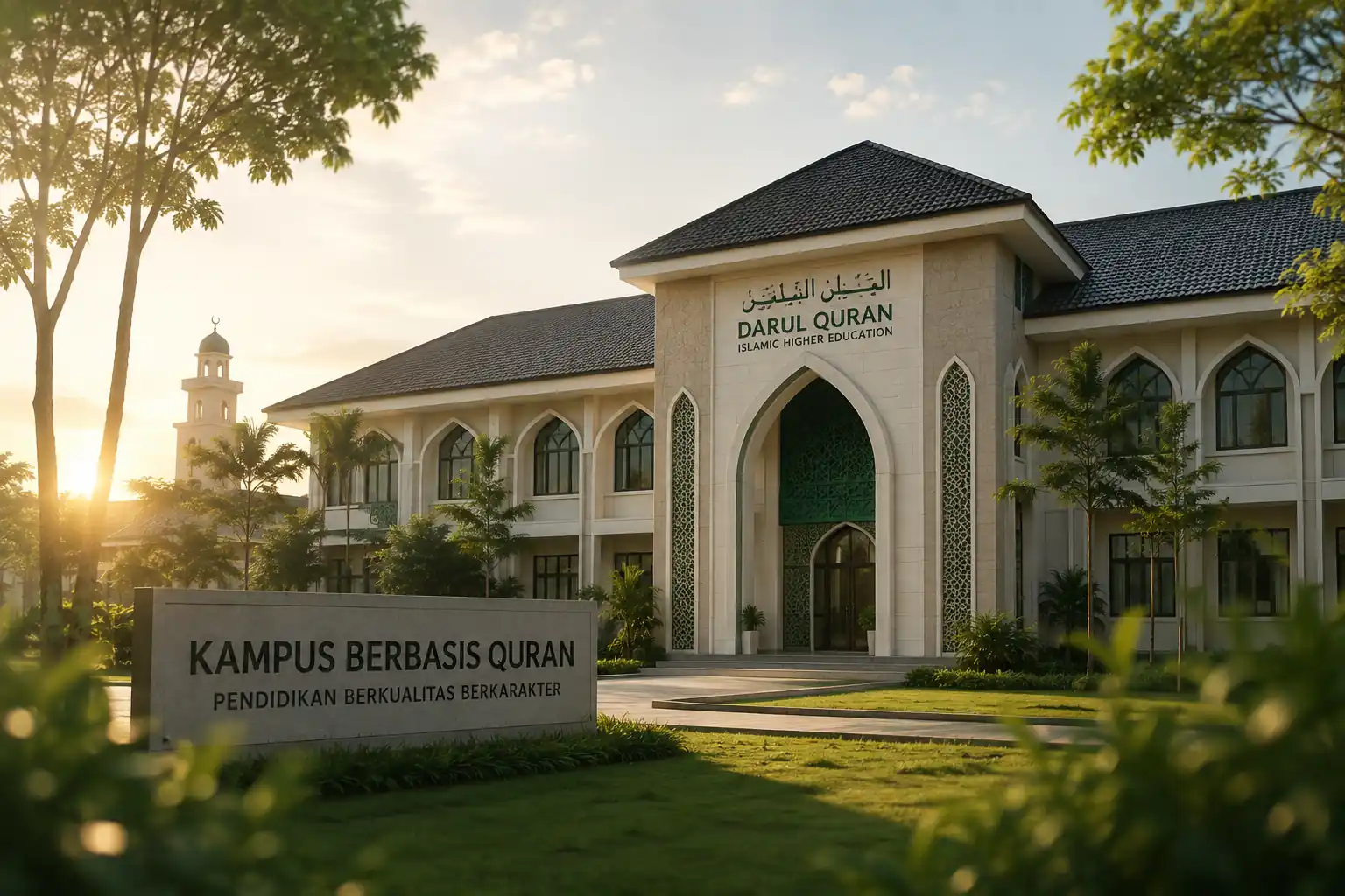 gedung kampus Islam dengan arsitektur bernuansa Islami