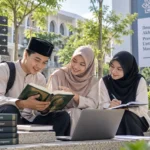 mahasiswa Islam belajar dan berdiskusi bersama di lingkungan kampus
