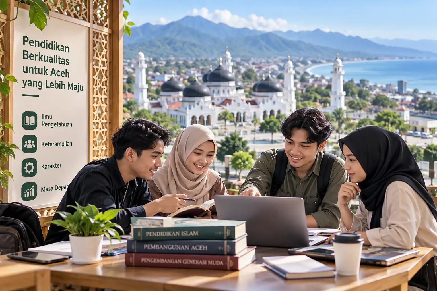 mahasiswa belajar bersama dalam lingkungan pendidikan di Aceh