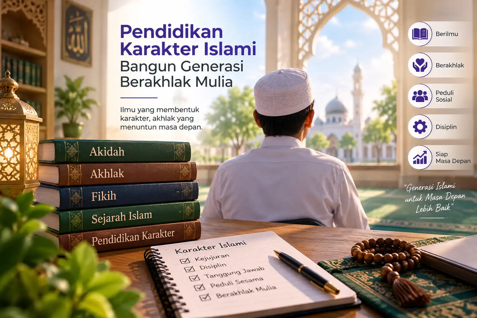 mahasiswa mempelajari nilai akhlak dan kedisiplinan dalam lingkungan pendidikan islam