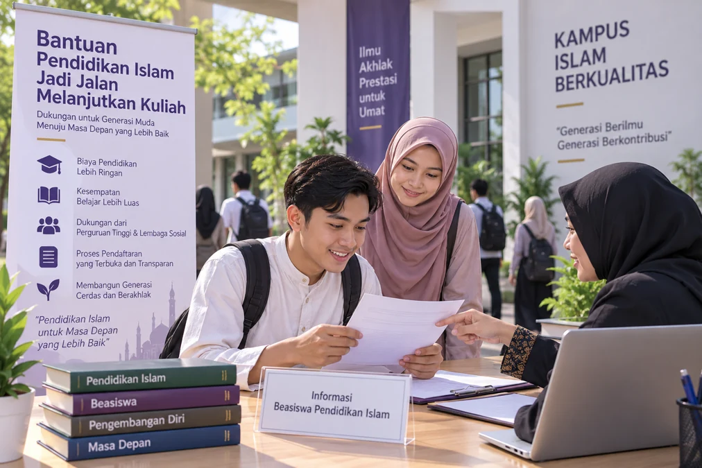 calon mahasiswa mencari informasi bantuan pendidikan Islam untuk melanjutkan kuliah