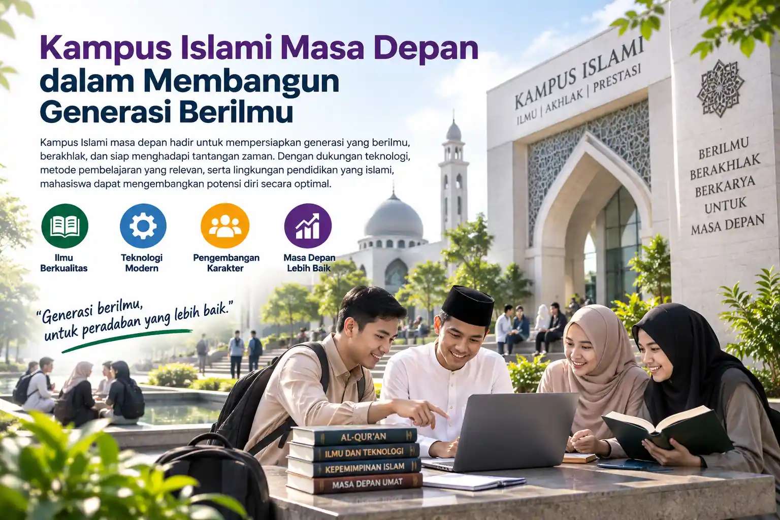 mahasiswa kampus Islami belajar bersama untuk membangun generasi berilmu